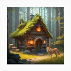 Fox In The Woods Canvas Print