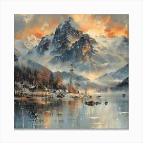 Snowy Mountain, Impressionism and Realism Canvas Print