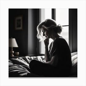 Portrait Of A Woman In Bed Canvas Print