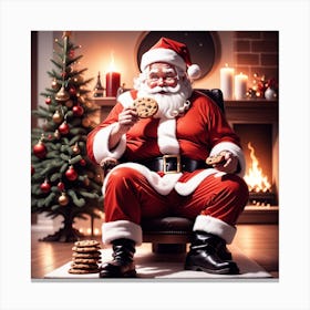 Santa Claus Eating Cookies 23 Canvas Print