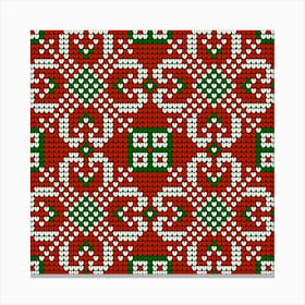 Christmas Knitted Pattern Vector Canvas Print