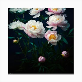 Minimalist Update Aquatic Peonies With Overlappin Canvas Print