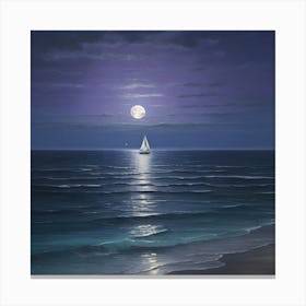 Sailboat At Night Canvas Print