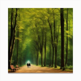 Couple Walking In The Forest Canvas Print