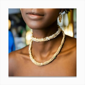 Single Beautiful African Pearly Necklace On Displa (4) Canvas Print