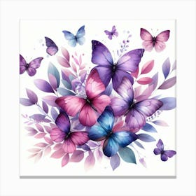 Butterflies On A White Background 1 Canvas Print