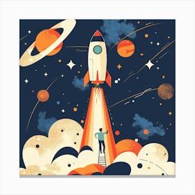 Space Rocket Illustration Canvas Print