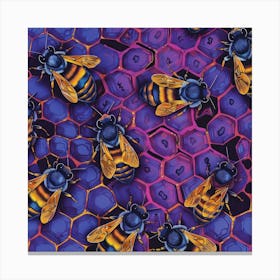 Bees on purple Canvas Print