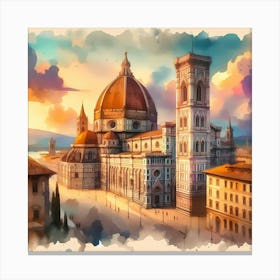 Watercolor Of Florence Canvas Print