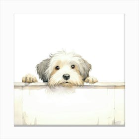 Dog Looking Over A Fence 3 Canvas Print