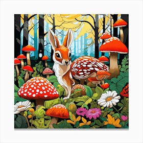 Rabbit In The Forest Canvas Print