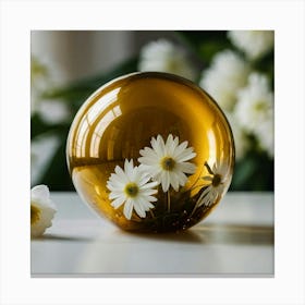 Daisies In A Glass Sphere Canvas Print
