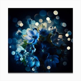 Blue Flowers With Bokeh Canvas Print