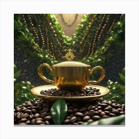 Golden Coffee Cup Canvas Print