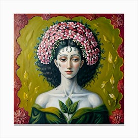 Woman With Flowers Canvas Print