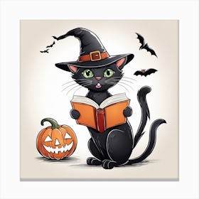Cute Cat Halloween Pumpkin (48) Canvas Print
