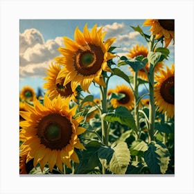 Sunflowers In The Field Canvas Print