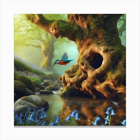 Kingfisher In The Forest 7 Canvas Print