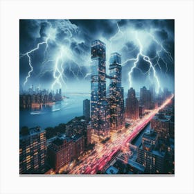 Lightning Over New York City Canvas Print