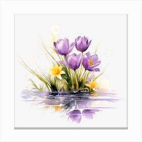 Spring Flowers In Water Canvas Print