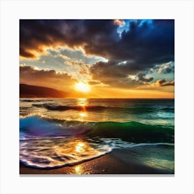 Sunset At The Beach 256 Canvas Print