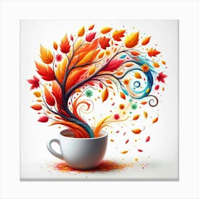 Autumn Leaves In A Cup Canvas Print