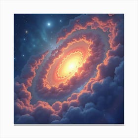 Watercolor Colorful Space Clouds Swirling Around A Glowing Distant Star 1 Canvas Print