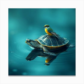 Turtle And Bird Canvas Print