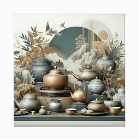 Asian Teapots 2 Canvas Print