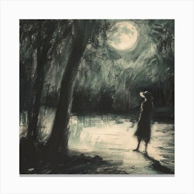 Full Moon In The Woods Canvas Print