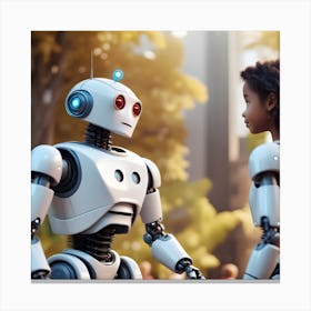 Robots And Children Canvas Print