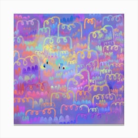 Little town in vibrant whimsical landscape Canvas Print