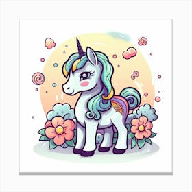 Unicorn With Flowers 1 Canvas Print