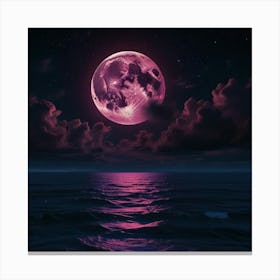 Full Moon Over The Ocean Canvas Print