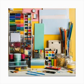 A Photo Of A Wide Variety Of Office Supplies 2 Canvas Print