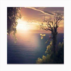 Sunset Over The Ocean Canvas Print