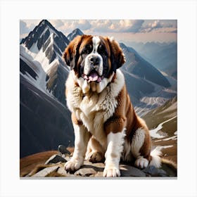 St Bernard Dog In Mountain (81) Canvas Print