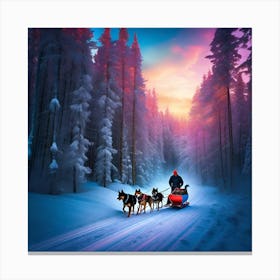 Sled Dogs In The Snow Canvas Print