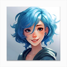 Blue Haired Girl Anime 2 Canvas Print