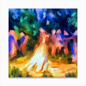 People by the fire Canvas Print