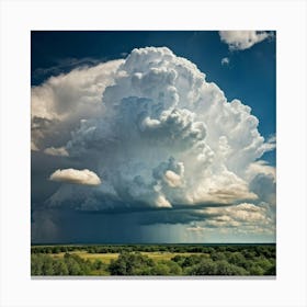 Cumulus Clouds Billowing High In An Overcast Sky Nature Landscape Bathed In Spring Air Sunlight Pi Canvas Print