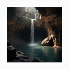 Waterfall In A Cave 1 Canvas Print