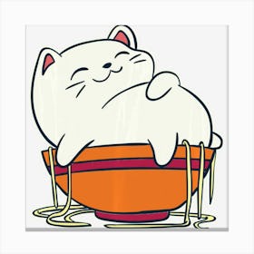 Trending Kawaii Anime Cat I Cat Eating Ramen Canvas Print