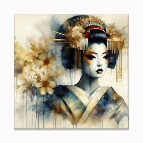 Japan Traditional Geisha Illustration By Ad 60 Canvas Print