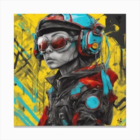 Andy Getty, Pt X, In The Style Of Lowbrow Art, Technopunk, Vibrant Graffiti Art, Stark And Unfiltere (30) Canvas Print