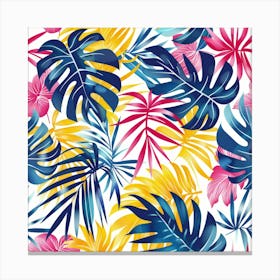 Tropical Leaves Seamless Pattern 9 Canvas Print