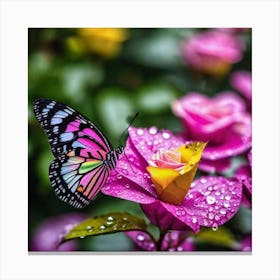 Butterfly On Roses 1 Canvas Print