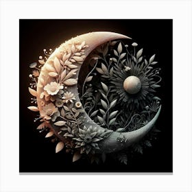 Moon And Flowers 4 Canvas Print