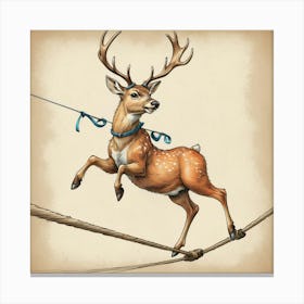 Deer On A Rope 1 Canvas Print