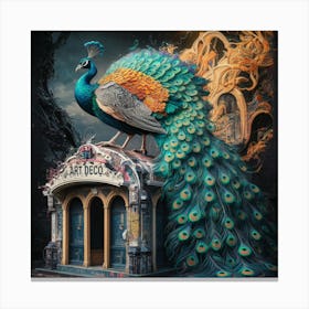 Peacock In A House Canvas Print